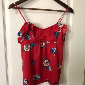 Faux Silk red tank top